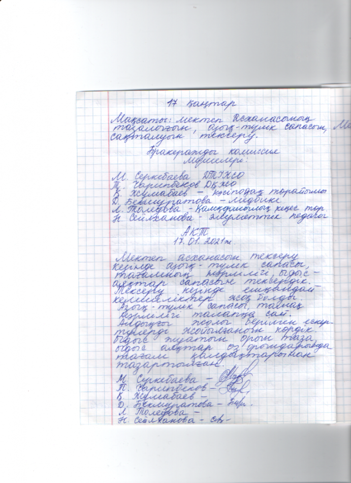 Бракеражды комиссия отырысының 5 хаттамасы